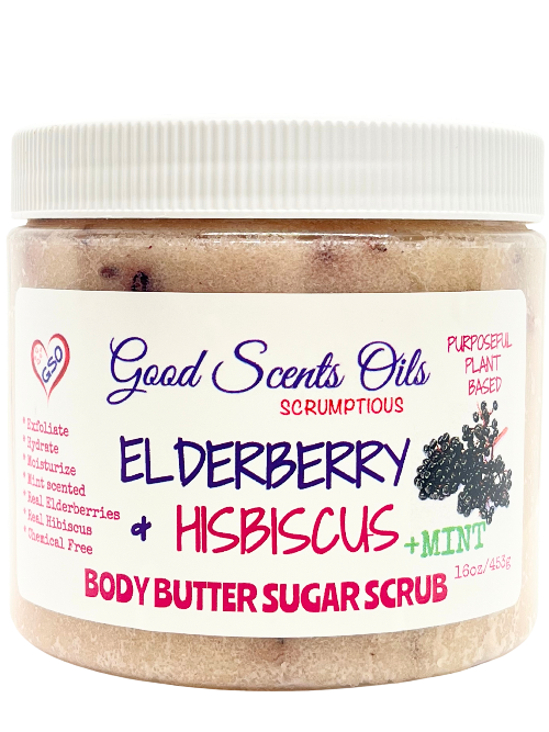 ELDERBERRY & HIBISCUS +MINT PLANT BASED BODY SCRUB