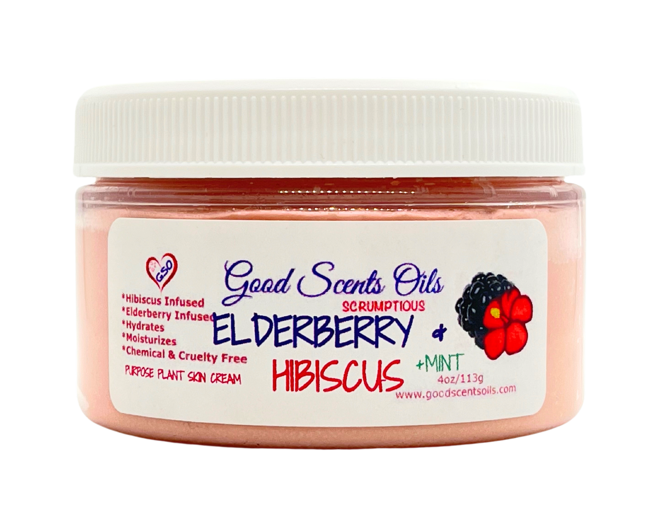 ELDERBERRY & HIBISCUS +MINT PLANT BASED SKIN CREAM 4oz