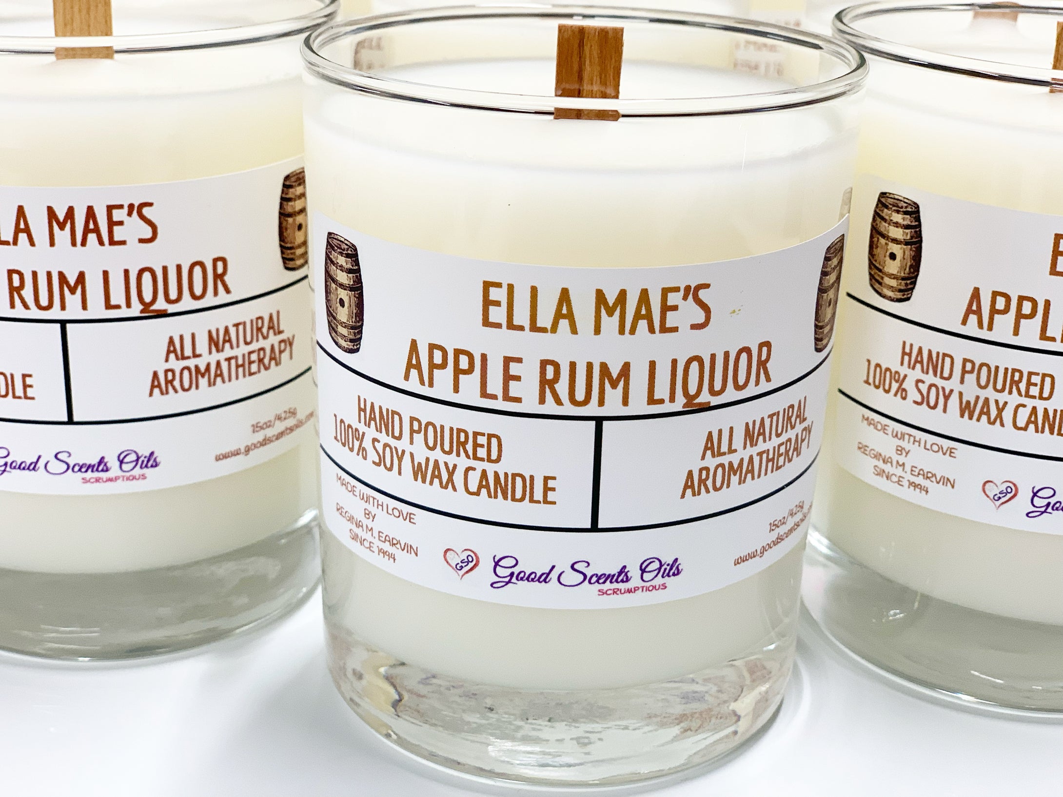 ELLA MAE’S APPLE RUM LIQUOR SOY CANDLE 15oz